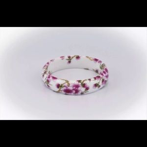 New Wide Porcelain Floral Painted Bangle